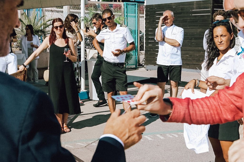 superyachts-gallery-wide-04 Chris Dodd Magic entertaining owners, brokers, crew and guests at Nice Yacht Show. Yacht entertainment for yacht charters.